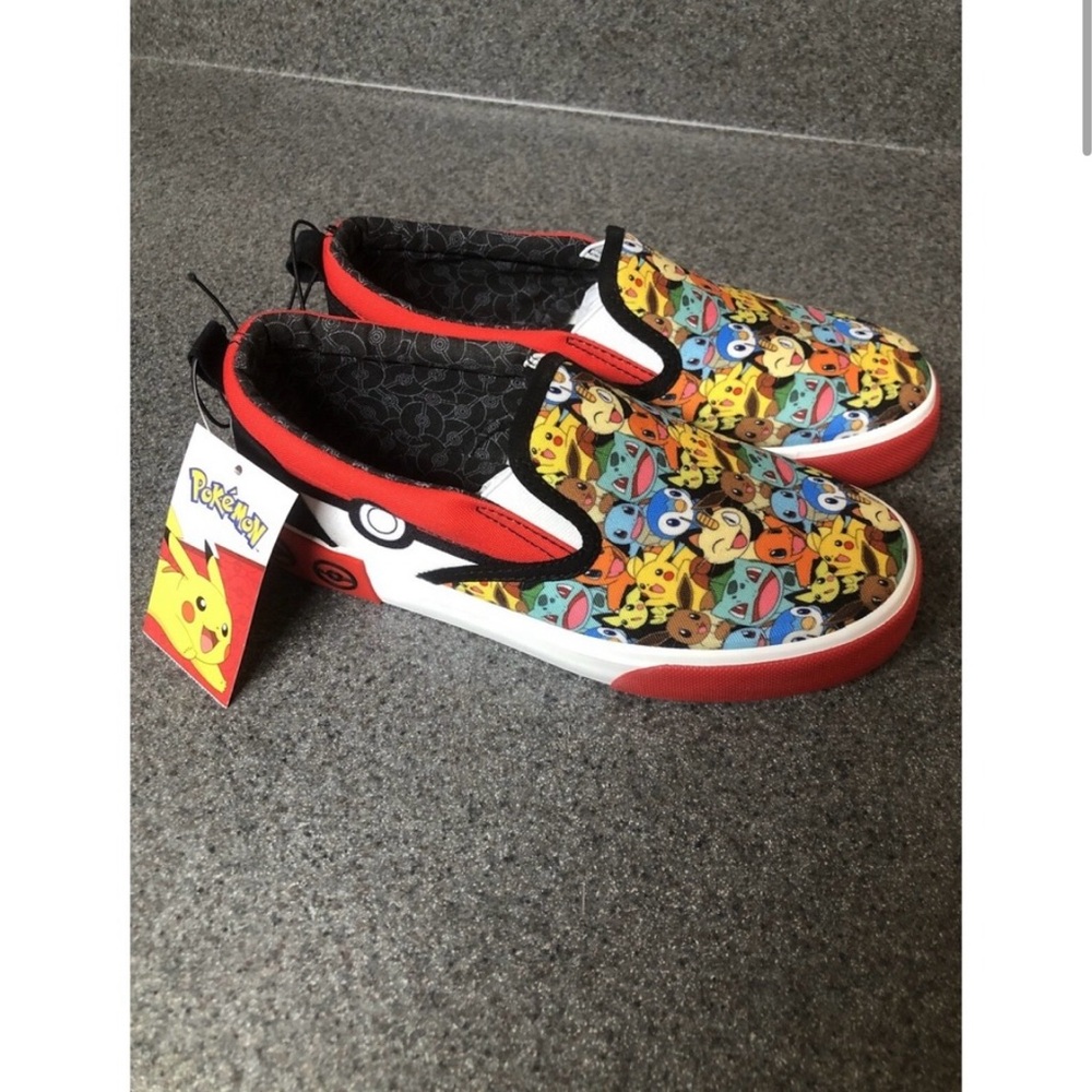 Pokemon Kids Slip-On Sneakers - Red and Multicolor